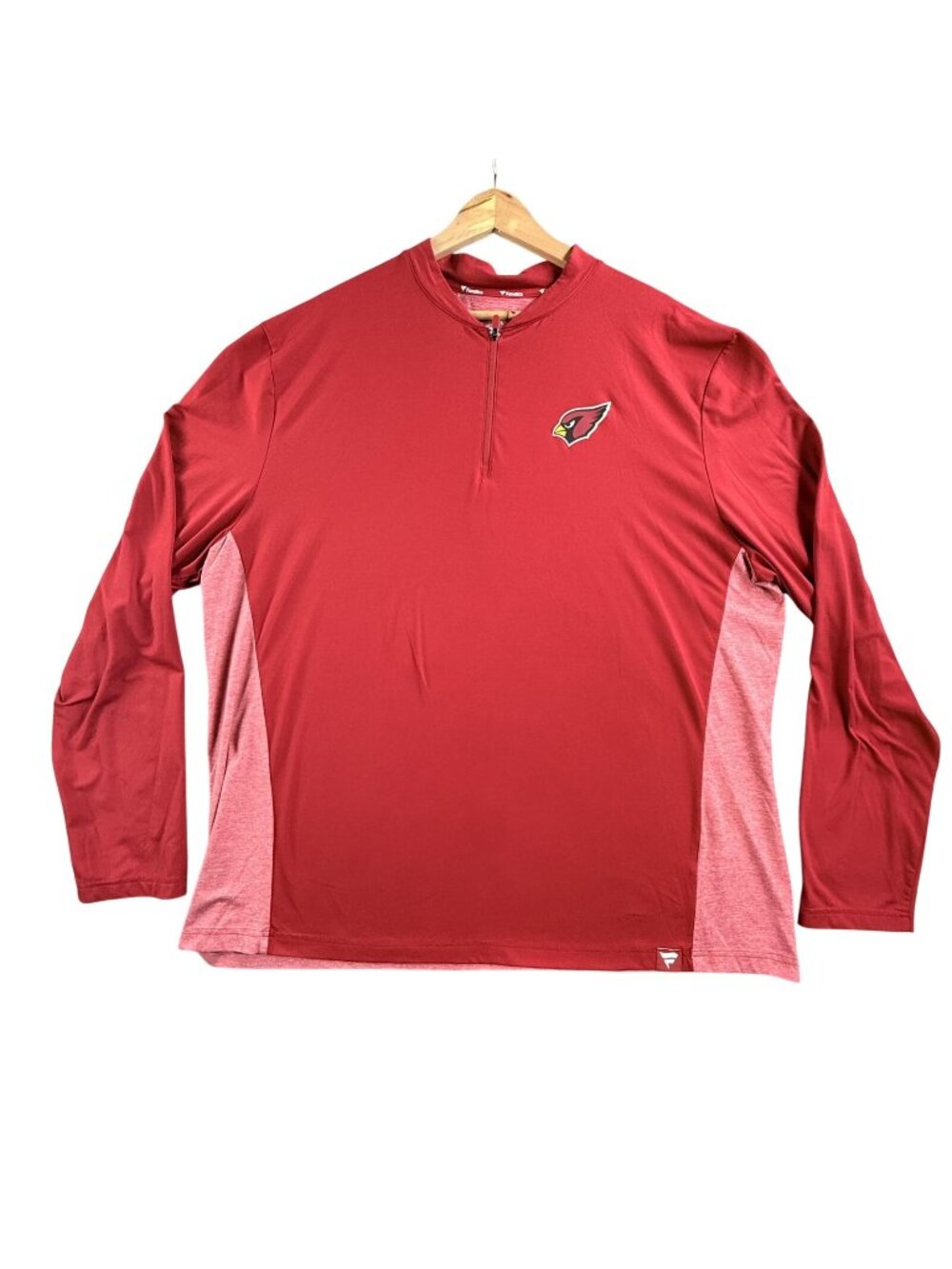 Arizona Cardinals Shirt Mens 2XL Red NFL Football Fanatics 1/4 Zip Long Sleeve